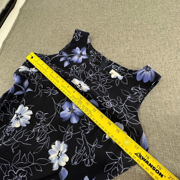 Dressbarn Floral Maxi Dress Sleeveless Polyester Blue Size 4 Round Neck Zip Clos - Picture 6 of 11